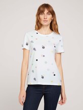 Gemustertes T-Shirt mit Bio-Baumwolle - Frauen - offwhite colorful dot design Gemustertes T-Shirt mit Bio-Baumwolle - Frauen - offwhite colorful dot design - 1 - TOM TAILOR