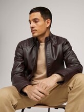 Bikerjack van kunstleer - Mannen - dark earth brown structure Bikerjack van kunstleer - Mannen - dark earth brown structure - 5 - TOM TAILOR