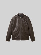 TOM TAILOR Herren Bikerjacke aus Kunstleder, braun, Uni, Gr. XL