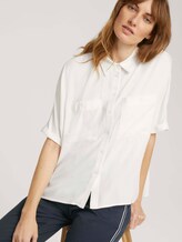 Lockere Kurzarmbluse mit Brusttaschen - Frauen - Whisper White Lockere Kurzarmbluse mit Brusttaschen - Frauen - Whisper White - 5 - TOM TAILOR