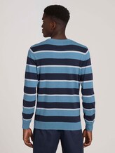 Gestreifter Strickpullover mit Bio-Baumwolle - Männer - blue navy white stripe Gestreifter Strickpullover mit Bio-Baumwolle - Männer - blue navy white stripe - 2 - TOM TAILOR