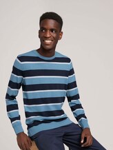 Gestreifter Strickpullover mit Bio-Baumwolle - Männer - blue navy white stripe Gestreifter Strickpullover mit Bio-Baumwolle - Männer - blue navy white stripe - 5 - TOM TAILOR