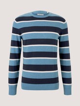 Gestreifter Strickpullover mit Bio-Baumwolle - Männer - blue navy white stripe Gestreifter Strickpullover mit Bio-Baumwolle - Männer - blue navy white stripe - 7 - TOM TAILOR