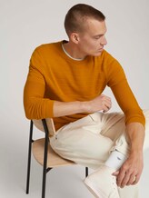 Gestructureerde trui van biologisch katoen - Mannen - Flame Brown Gestructureerde trui van biologisch katoen - Mannen - Flame Brown - 5 - TOM TAILOR