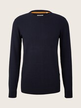 Textured sweater with organic cotton - Men - Sky Captain Blue Textured sweater with organic cotton - Men - Sky Captain Blue - 7 - TOM TAILOR