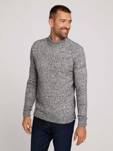 strukturierter Pullover - Männer - dark grey white mouline strukturierter Pullover - Männer - dark grey white mouline - 1 - TOM TAILOR