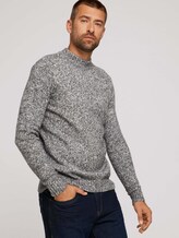 strukturierter Pullover - Männer - dark grey white mouline strukturierter Pullover - Männer - dark grey white mouline - 3 - TOM TAILOR