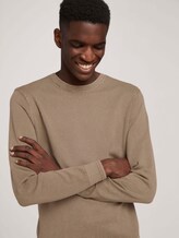 Knitted sweater with a textured pattern - Men - Beach Sand Knitted sweater with a textured pattern - Men - Beach Sand - 5 - TOM TAILOR