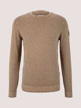 Knitted sweater with a textured pattern - Men - Beach Sand Knitted sweater with a textured pattern - Men - Beach Sand - 7 - TOM TAILOR