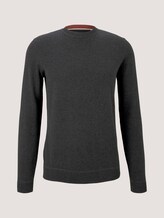 Strukturierter Pullover mit Bio-Baumwolle - Männer - Black Grey Melange Strukturierter Pullover mit Bio-Baumwolle - Männer - Black Grey Melange - 7 - TOM TAILOR
