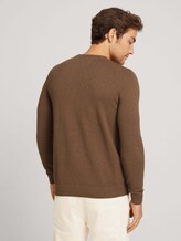 Textured sweater with organic cotton - Men - brown oak melange Textured sweater with organic cotton - Men - brown oak melange - 2 - TOM TAILOR