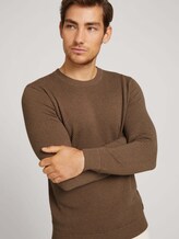 Textured sweater with organic cotton - Men - brown oak melange Textured sweater with organic cotton - Men - brown oak melange - 5 - TOM TAILOR