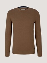 Textured sweater with organic cotton - Men - brown oak melange Textured sweater with organic cotton - Men - brown oak melange - 7 - TOM TAILOR