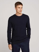 Pullover mit Bio-Baumwolle - Männer - Knitted Navy Melange Pullover mit Bio-Baumwolle - Männer - Knitted Navy Melange - 1 - TOM TAILOR