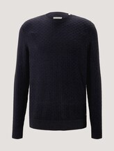 Pullover mit Bio-Baumwolle - Männer - Knitted Navy Melange Pullover mit Bio-Baumwolle - Männer - Knitted Navy Melange - 7 - TOM TAILOR