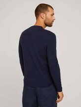 Melierter Strickpullover mit TENCEL™ Lyocell - Männer - Knitted Navy Melange Melierter Strickpullover mit TENCEL™ Lyocell - Männer - Knitted Navy Melange - 2 - TOM TAILOR