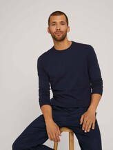 Melierter Strickpullover mit TENCEL™ Lyocell - Männer - Knitted Navy Melange Melierter Strickpullover mit TENCEL™ Lyocell - Männer - Knitted Navy Melange - 5 - TOM TAILOR