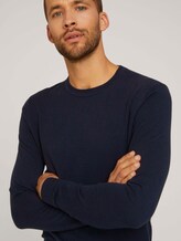 Melierter Strickpullover mit TENCEL™ Lyocell - Männer - Knitted Navy Melange Melierter Strickpullover mit TENCEL™ Lyocell - Männer - Knitted Navy Melange - 9 - TOM TAILOR