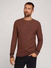 Pullover aus Bio-Baumwolle - Männer - navy red olive mouline Pullover aus Bio-Baumwolle - Männer - navy red olive mouline - 1 - TOM TAILOR