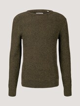 Organic cotton sweater - Men - olive navy mouline Organic cotton sweater - Men - olive navy mouline - 7 - TOM TAILOR