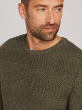 Organic cotton sweater - Men - olive navy mouline Organic cotton sweater - Men - olive navy mouline - 9 - TOM TAILOR