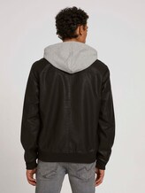 leather jacket with a hood - Men - Black leather jacket with a hood - Men - Black - 2 - TOM TAILOR Denim