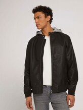 leather jacket with a hood - Men - Black leather jacket with a hood - Men - Black - 5 - TOM TAILOR Denim