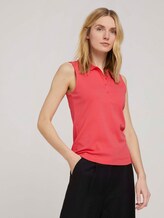 Ärmelloses Poloshirt mit Bio-Baumwolle - Frauen - flamingo flower Ärmelloses Poloshirt mit Bio-Baumwolle - Frauen - flamingo flower - 1 - TOM TAILOR
