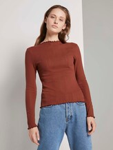 strukturiertes Langarmshirt - Frauen - Rust Orange strukturiertes Langarmshirt - Frauen - Rust Orange - 1 - TOM TAILOR Denim