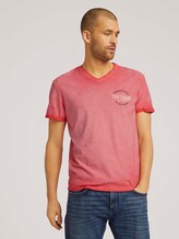 T-shirt in used look met print - Mannen - Plain Red T-shirt in used look met print - Mannen - Plain Red - 1 - TOM TAILOR