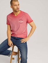 T-shirt in used look met print - Mannen - Plain Red T-shirt in used look met print - Mannen - Plain Red - 5 - TOM TAILOR