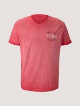 T-shirt in used look met print - Mannen - Plain Red T-shirt in used look met print - Mannen - Plain Red - 7 - TOM TAILOR