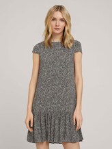 Kurzes Kleid mit Volant - Frauen - khaki white outline leaves Kurzes Kleid mit Volant - Frauen - khaki white outline leaves - 1 - TOM TAILOR