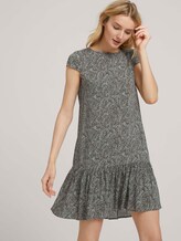 Kurzes Kleid mit Volant - Frauen - khaki white outline leaves Kurzes Kleid mit Volant - Frauen - khaki white outline leaves - 5 - TOM TAILOR