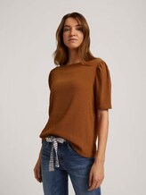 Halbarm Shirt mit Strukturmuster - Frauen - Caramel Brown Halbarm Shirt mit Strukturmuster - Frauen - Caramel Brown - 5 - TOM TAILOR