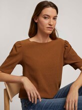 Halbarm Shirt mit Strukturmuster - Frauen - Caramel Brown Halbarm Shirt mit Strukturmuster - Frauen - Caramel Brown - 9 - TOM TAILOR