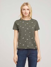 T-Shirt mit Bio-Baumwolle - Frauen - khaki floral embroidery T-Shirt mit Bio-Baumwolle - Frauen - khaki floral embroidery - 1 - TOM TAILOR