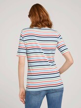 T-shirt gestreift mit Bio-Baumwolle - Frauen - peach blue mulitcolor stripe T-shirt gestreift mit Bio-Baumwolle - Frauen - peach blue mulitcolor stripe - 2 - TOM TAILOR