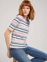 T-shirt gestreift mit Bio-Baumwolle - Frauen - peach blue mulitcolor stripe T-shirt gestreift mit Bio-Baumwolle - Frauen - peach blue mulitcolor stripe - 5 - TOM TAILOR