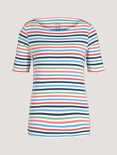 T-shirt gestreift mit Bio-Baumwolle - Frauen - peach blue mulitcolor stripe T-shirt gestreift mit Bio-Baumwolle - Frauen - peach blue mulitcolor stripe - 7 - TOM TAILOR