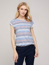 Gestreept T-shirt - Vrouwen - blue multicolor stripe Gestreept T-shirt - Vrouwen - blue multicolor stripe - 1 - TOM TAILOR