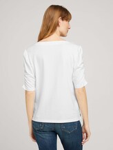 T-Shirt mit gerafften Ärmeln - Frauen - Whisper White T-Shirt mit gerafften Ärmeln - Frauen - Whisper White - 2 - TOM TAILOR