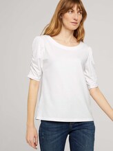 T-Shirt mit gerafften Ärmeln - Frauen - Whisper White T-Shirt mit gerafften Ärmeln - Frauen - Whisper White - 5 - TOM TAILOR