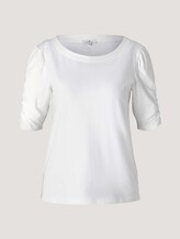 T-Shirt mit gerafften Ärmeln - Frauen - Whisper White T-Shirt mit gerafften Ärmeln - Frauen - Whisper White - 7 - TOM TAILOR
