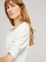 T-Shirt mit gerafften Ärmeln - Frauen - Whisper White T-Shirt mit gerafften Ärmeln - Frauen - Whisper White - 9 - TOM TAILOR