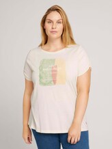 Curvy - T-shirt met print van biologisch katoen - Vrouwen - soft creme beige Curvy - T-shirt met print van biologisch katoen - Vrouwen - soft creme beige - 1 - My True Me