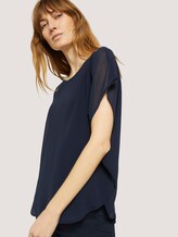 Shirt mit Chiffon - Frauen - Sky Captain Blue Shirt mit Chiffon - Frauen - Sky Captain Blue - 9 - TOM TAILOR