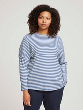 Plus - Gestreiftes Langarmshirt mit Bio-Baumwolle - Frauen - blue creme stripe Plus - Gestreiftes Langarmshirt mit Bio-Baumwolle - Frauen - blue creme stripe - 1 - My True Me