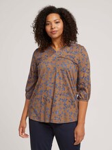Curvy - V-neck blouse - Women - brown blue floral design Curvy - V-neck blouse - Women - brown blue floral design - 1 - My True Me