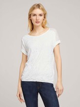 T-Shirt mit Spitze in Knitteroptik - Frauen - Whisper White T-Shirt mit Spitze in Knitteroptik - Frauen - Whisper White - 1 - TOM TAILOR